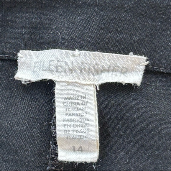 Eileen Fisher Black Pants Size 14 - Organic Linen Blend - Straight Leg, Size Zip - Picture 15 of 15